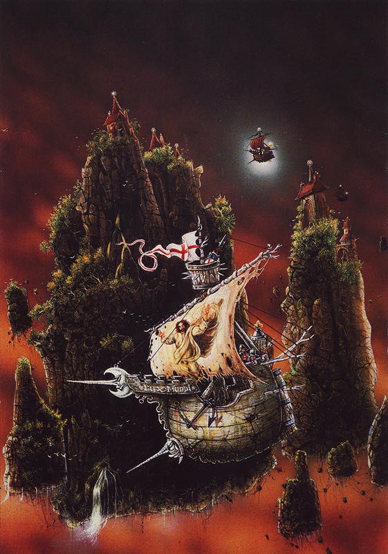 Air Galleys between flying islands by John Blanche